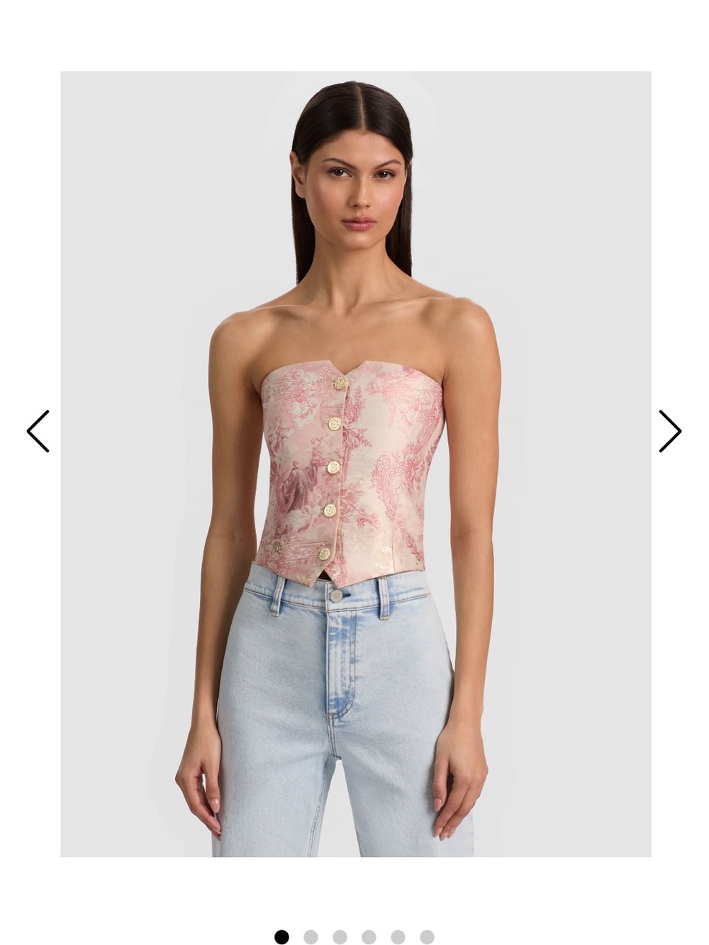Alice + Olivia Pink Floral Strapless Corset Top
